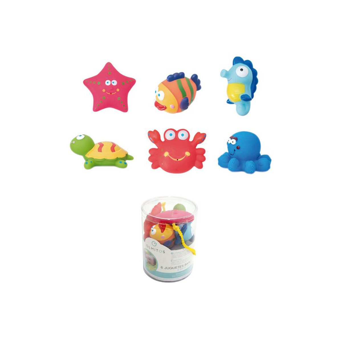 Bote con 6 juguetes de baño de animales marinos Olmitos Multicolor-1