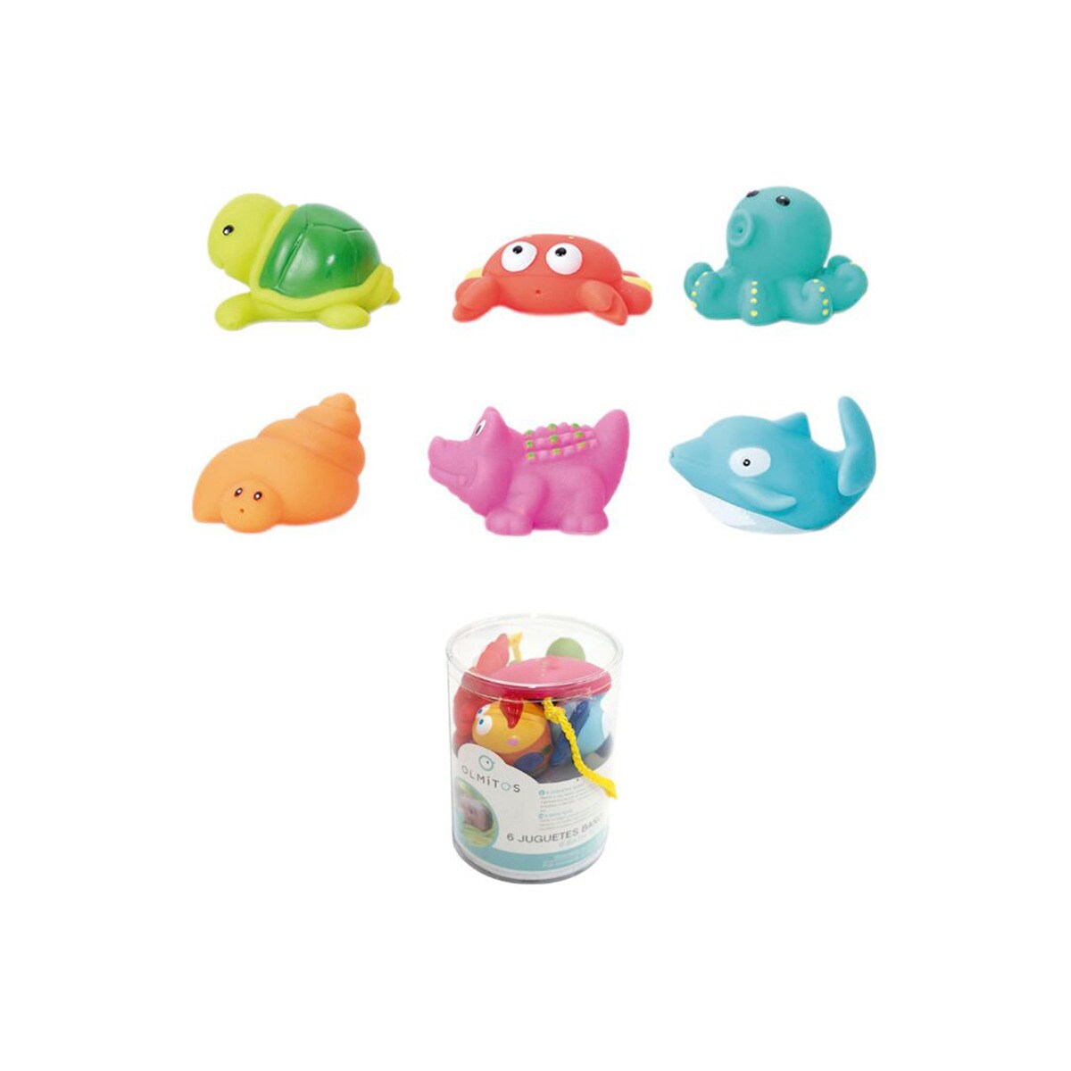 Bote con 6 juguetes de baño de animales marinos ocean Olmitos Multicolor-1