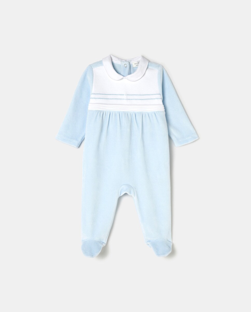 Grenouillère avec col à plis nervurés