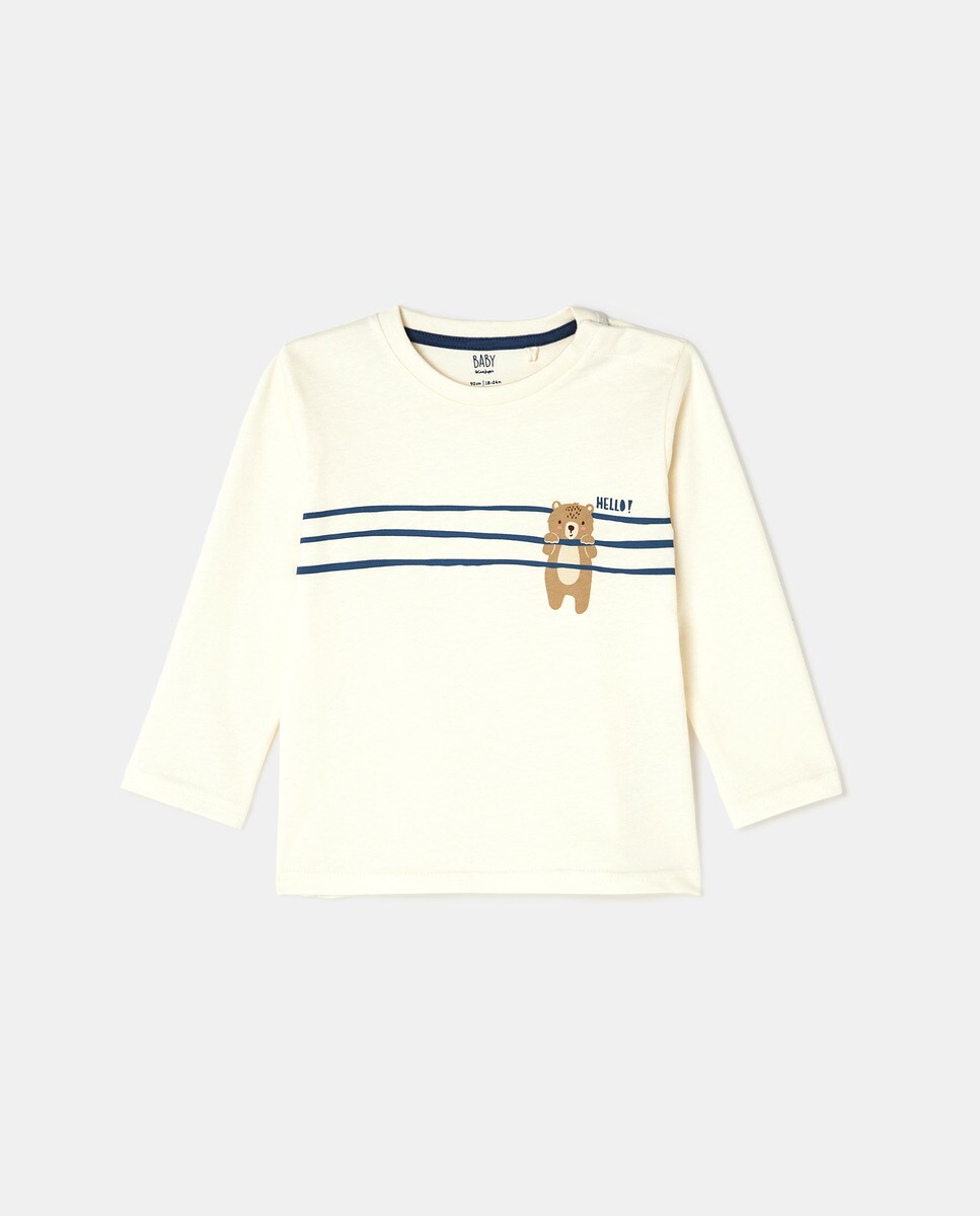 Tshirt à manches longues et imprimé rayures et ours
