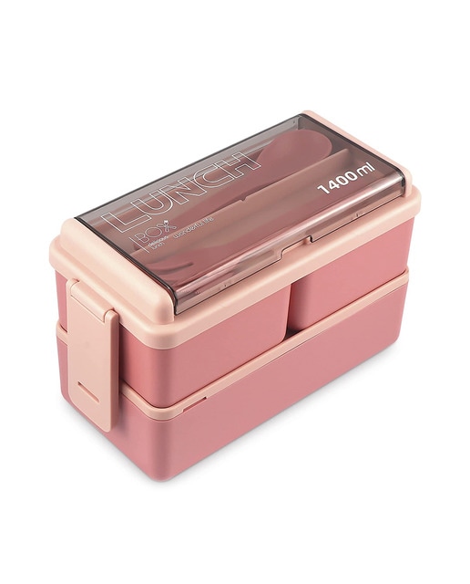 Imagen 0 de Fiambrera hermética de 2 alturas, para guardar alimentos, de 1400 ml.