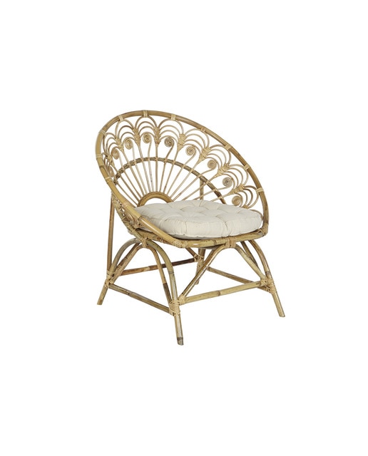 Imagen 0 de Sillón ratán algodón 75x50x90 con cojín natural