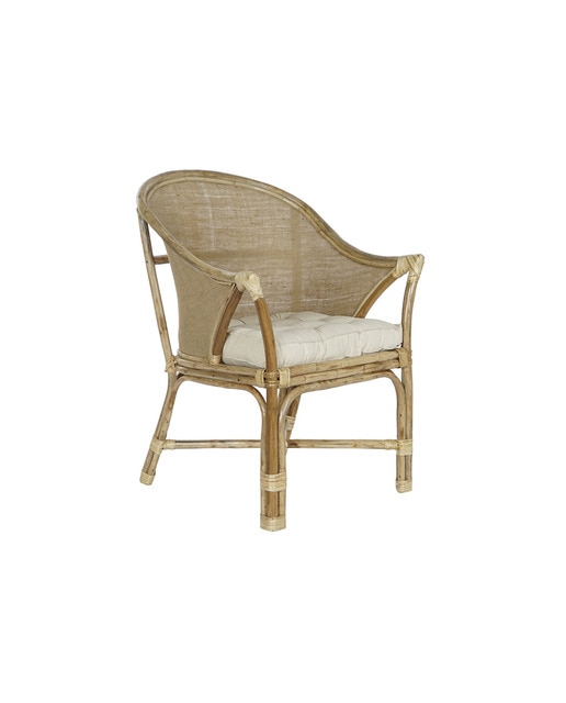 Imagen 0 de Sillón ratán algodón 66x50x90 con cojín natural