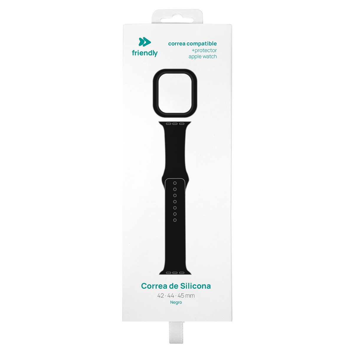 Correa de silicona + protector de pantalla para Apple Watch 42/44/45 mm Negro Negro-3
