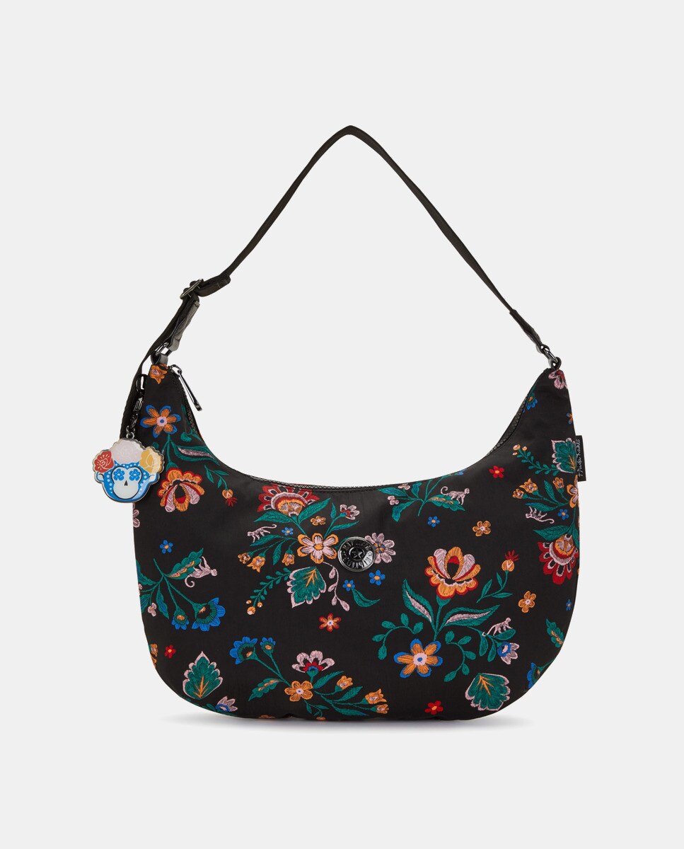Grand sac hobo à motif de Kipling x Frida Kahlo