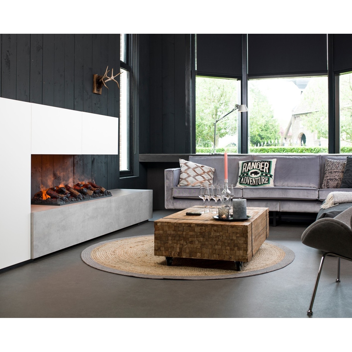 Chimenea Eléctrica Vapor 1000 con Depósito y Efecto Leños Negro-3