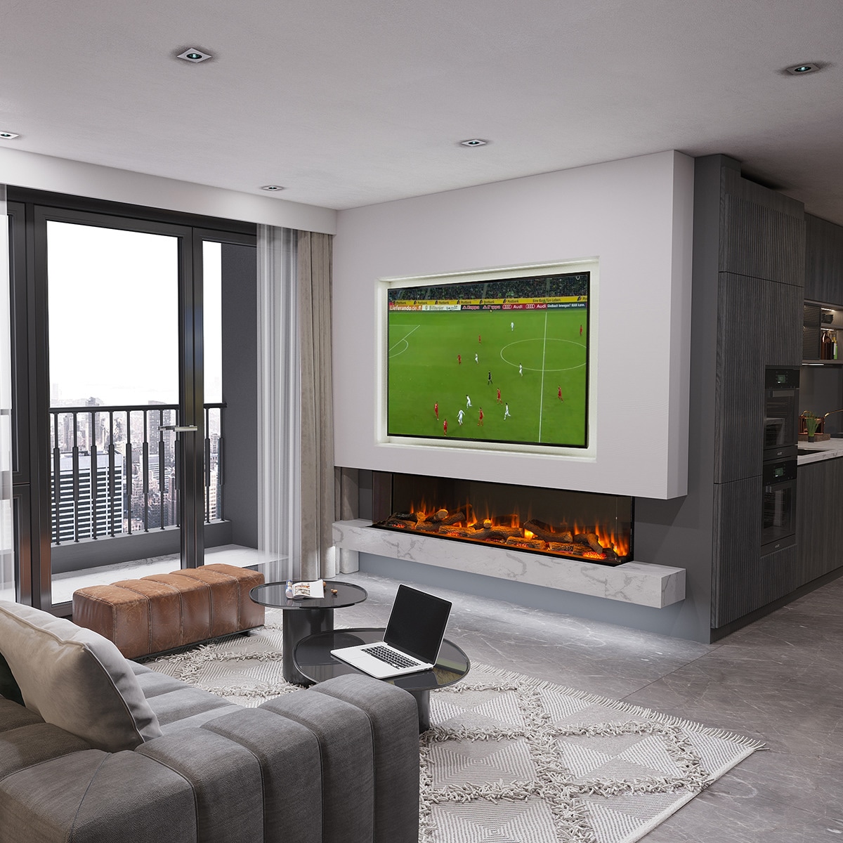 Chimenea Simulador Eléctrico i1500E App Negro-11