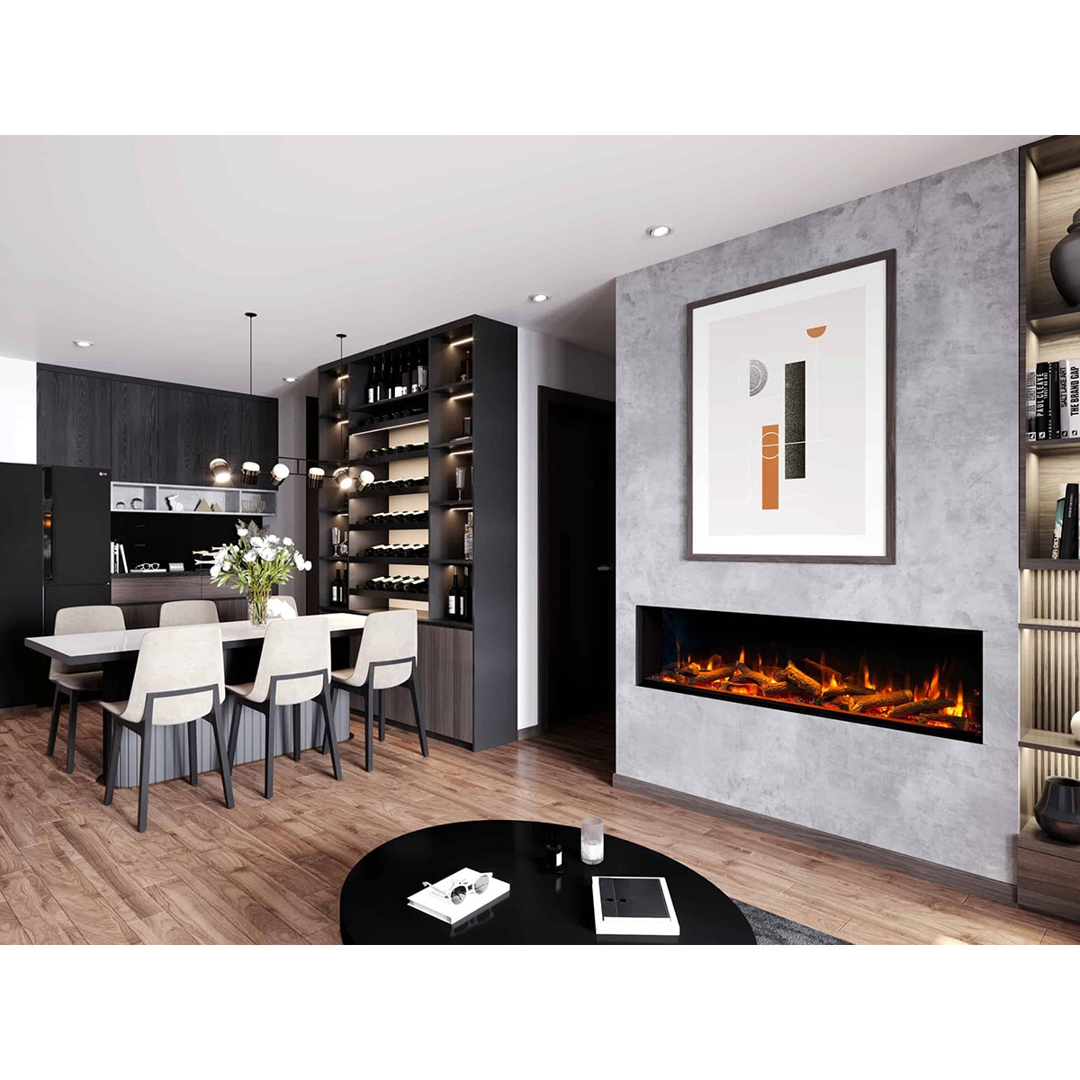 Chimenea Simulador Eléctrico i1800E App Negro-11