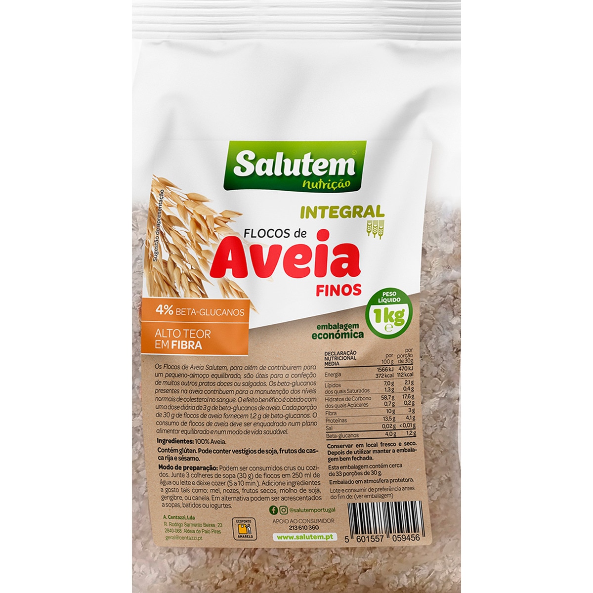 Flocos de Aveia Finos embalagem 1 kg