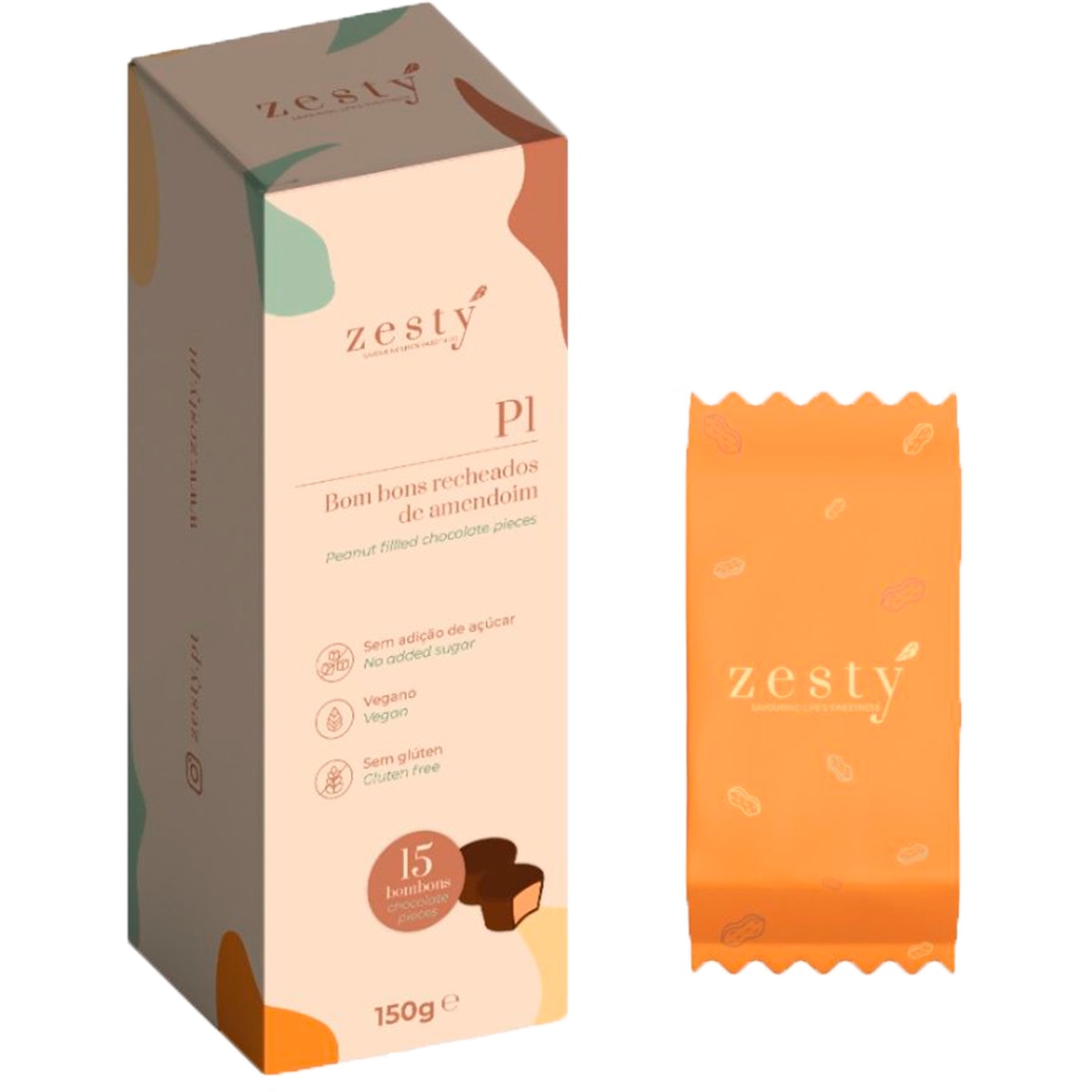 Bombons com Creme de Amendoim embalagem 150 g