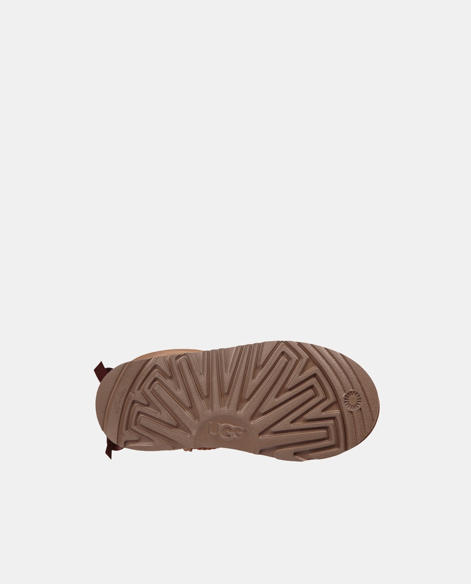 Botas Mini Bailey Bow II com Forro Interior de Pelo e em Pele Castanho-6