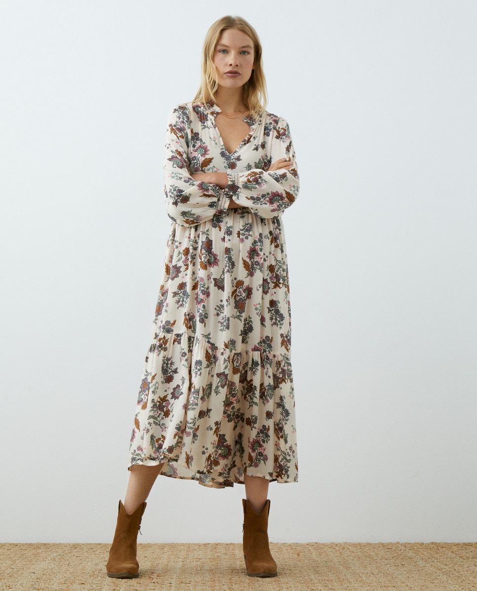Robe midi à manches longues