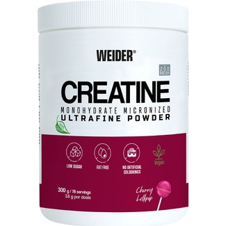 creatina monohidrato micronizada con stevia sabor piruleta de cereza bote 300 g - Weider