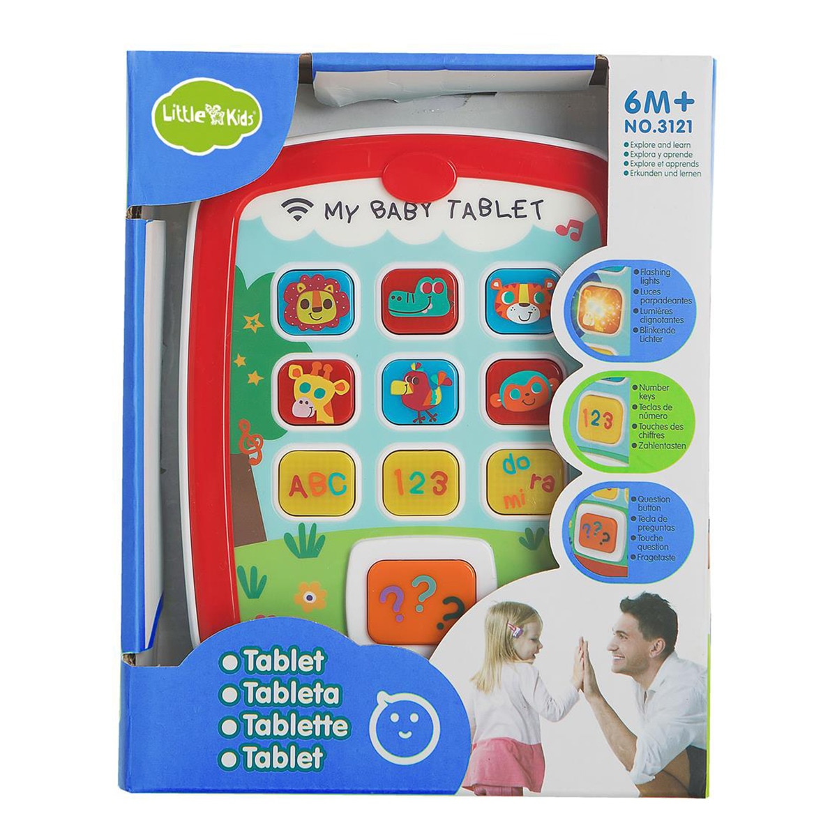 Mi Primera Tablet Little Kids con sonidos de animales, números y preguntas Rojo-3