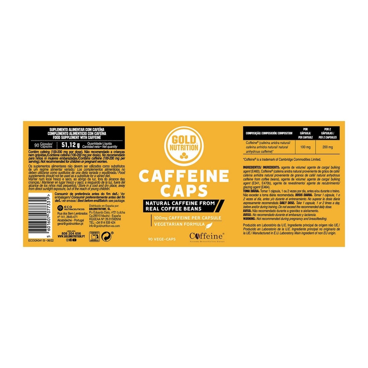Suplemento Alimentar Caffeine Caps 100 mg  - 90 Cápsulas 3