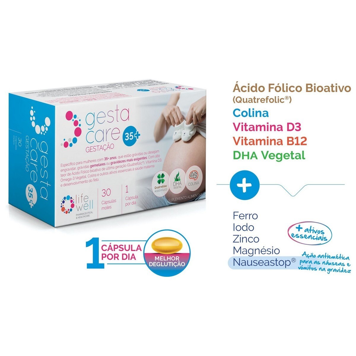Suplemento Alimentar GestaCare Gestação 35+ - 30 Cápsulas Moles 2