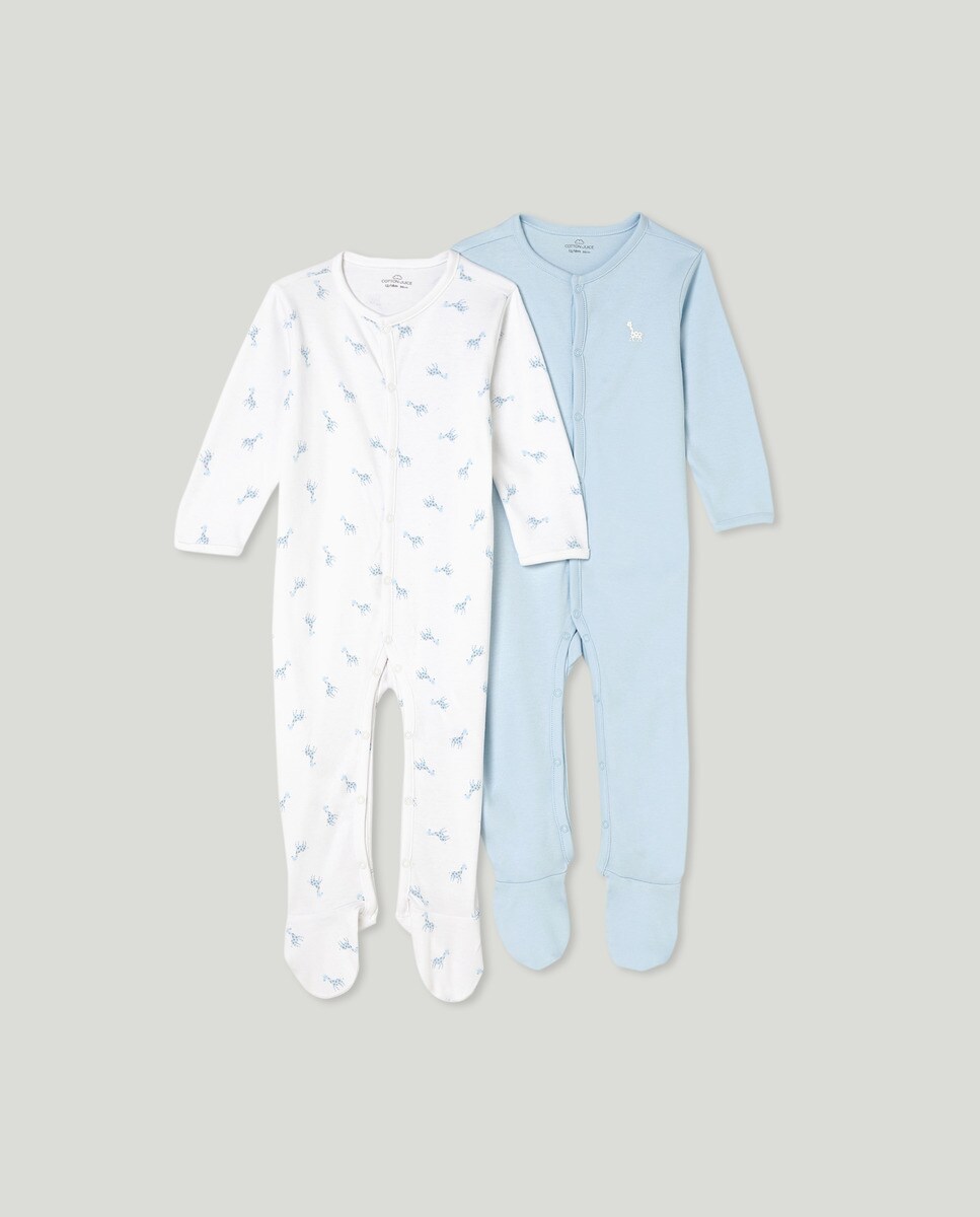 Lot de deux grenouillères avec imprimé girafes