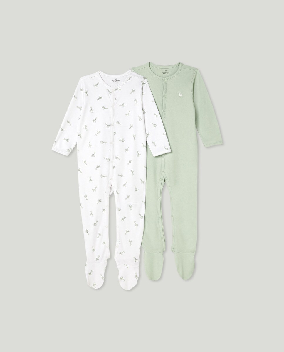 Lot de deux grenouillères avec imprimé girafes