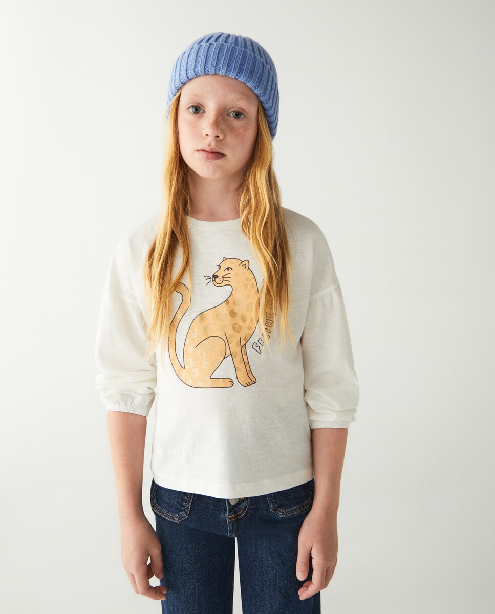 Tshirt imprimé devant à manches longues