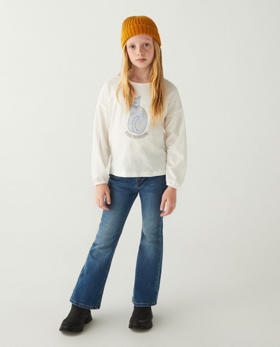 Tshirt imprimé devant à manches longues