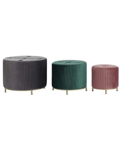 Imagen 0 de Reposapiés set 3 poliéster mdf 60x60x45 terciopelo