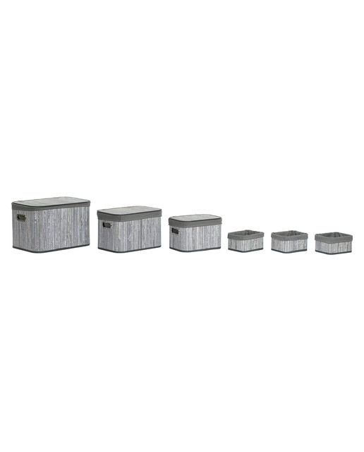 Imagen 0 de Cesta set 6 bambú poliéster 51x35x33 gris