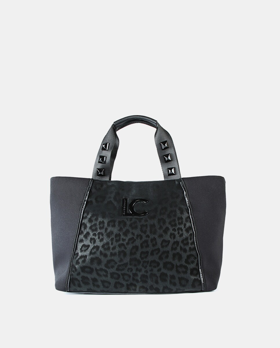 Sac cabas combiné avec animal print ton sur ton