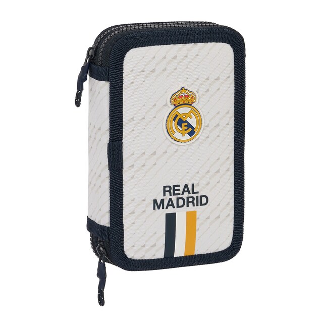 Imagen 0 de Plumier doble pequeño 28 piezas Real Madrid Safta blanco
