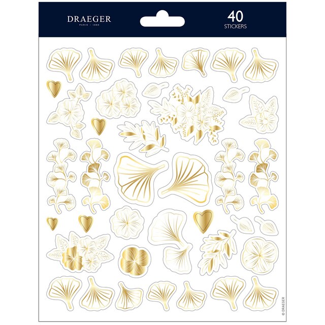 Imagen 0 de Sticker 40 pegatinas pvc y foil hojas de Ginko Draeger marrones y dorados