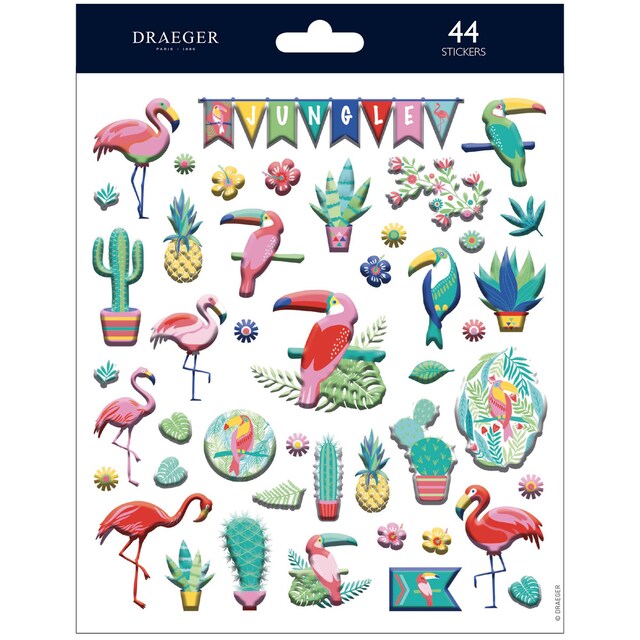 Imagen 0 de Sticker 44 pegatinas foam aves exóticas Draeger multicolor