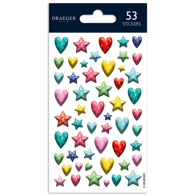 Imagen 0 de Sticker kids 53 pegatinas resina corazones y estrellas Draeger multicolor