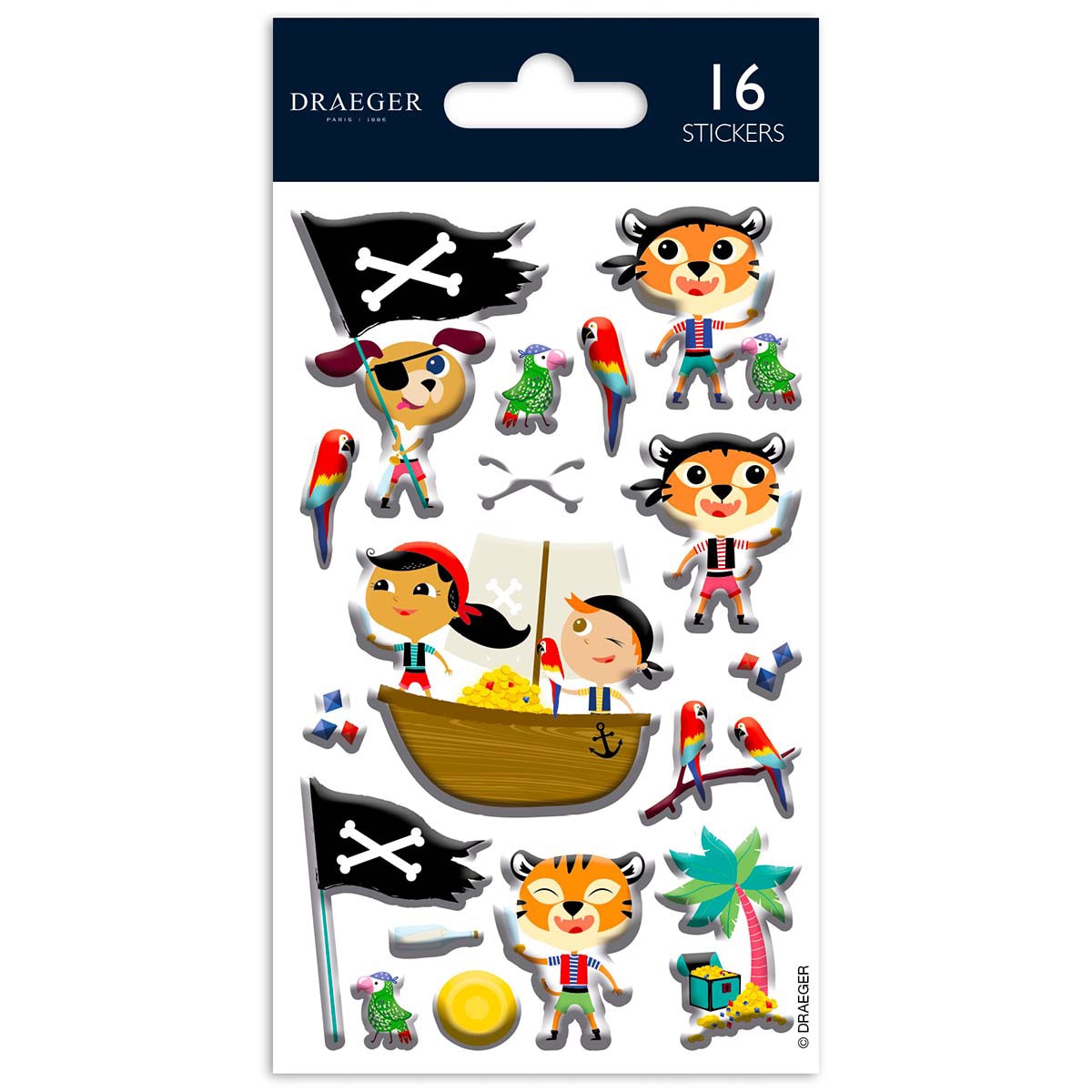 Imagen 0 de Sticker kids 16 pegatinas foam teams piratas Draeger multicolor