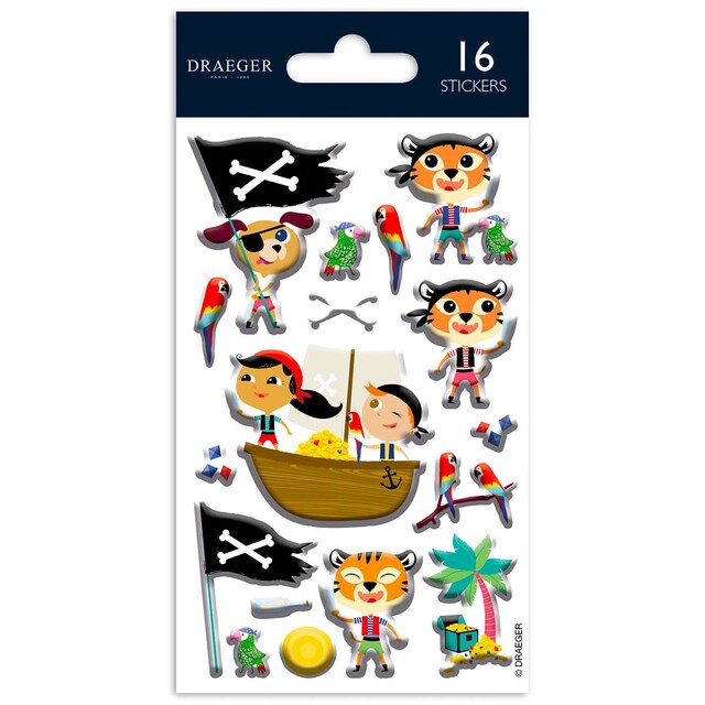 Imagen 0 de Sticker kids 16 pegatinas foam teams piratas Draeger multicolor
