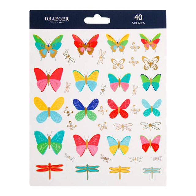 Imagen 0 de Sticker kids 40 pegatinas pvc y foil mariposas Draeger multicolor y dorado