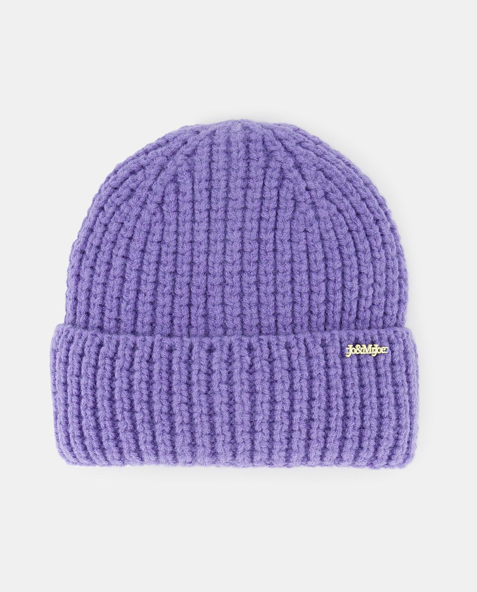 Bonnet en maille lilas