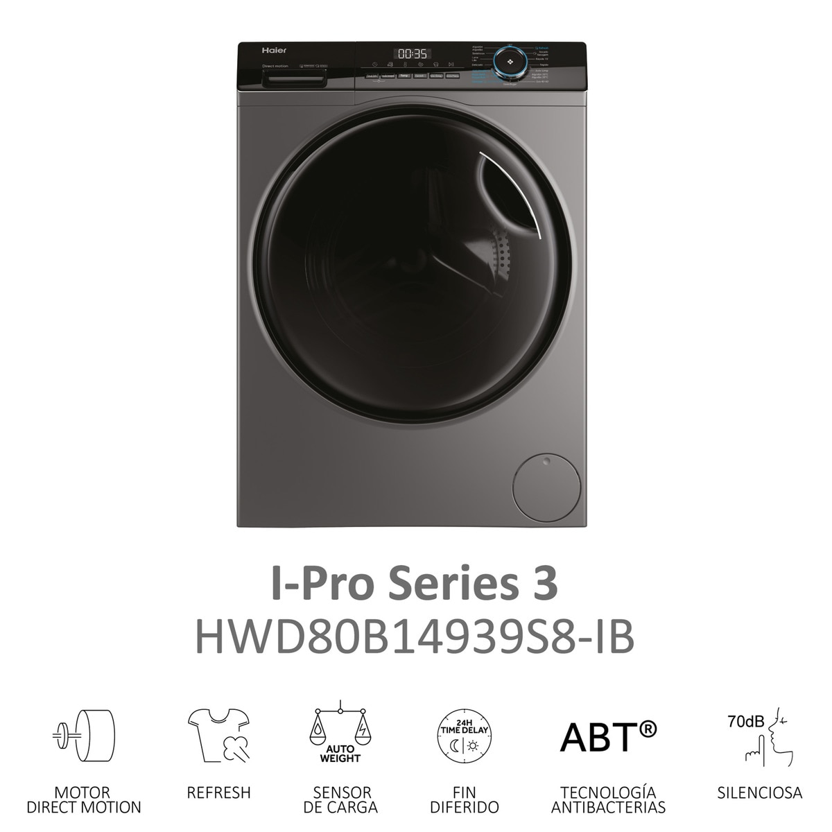 Lavadora secadora Haier 8 kg / 1.400 rpm I-Pro Series 3 - HWD80B14939S8-IB Inox-5