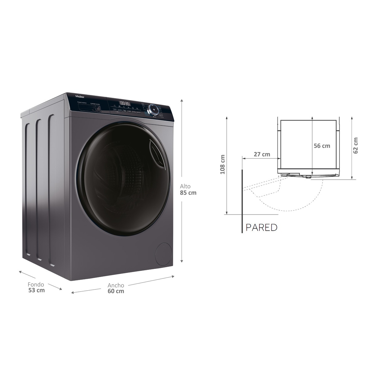 Lavadora secadora Haier 8 kg / 1.400 rpm I-Pro Series 3 - HWD80B14939S8-IB Inox-2