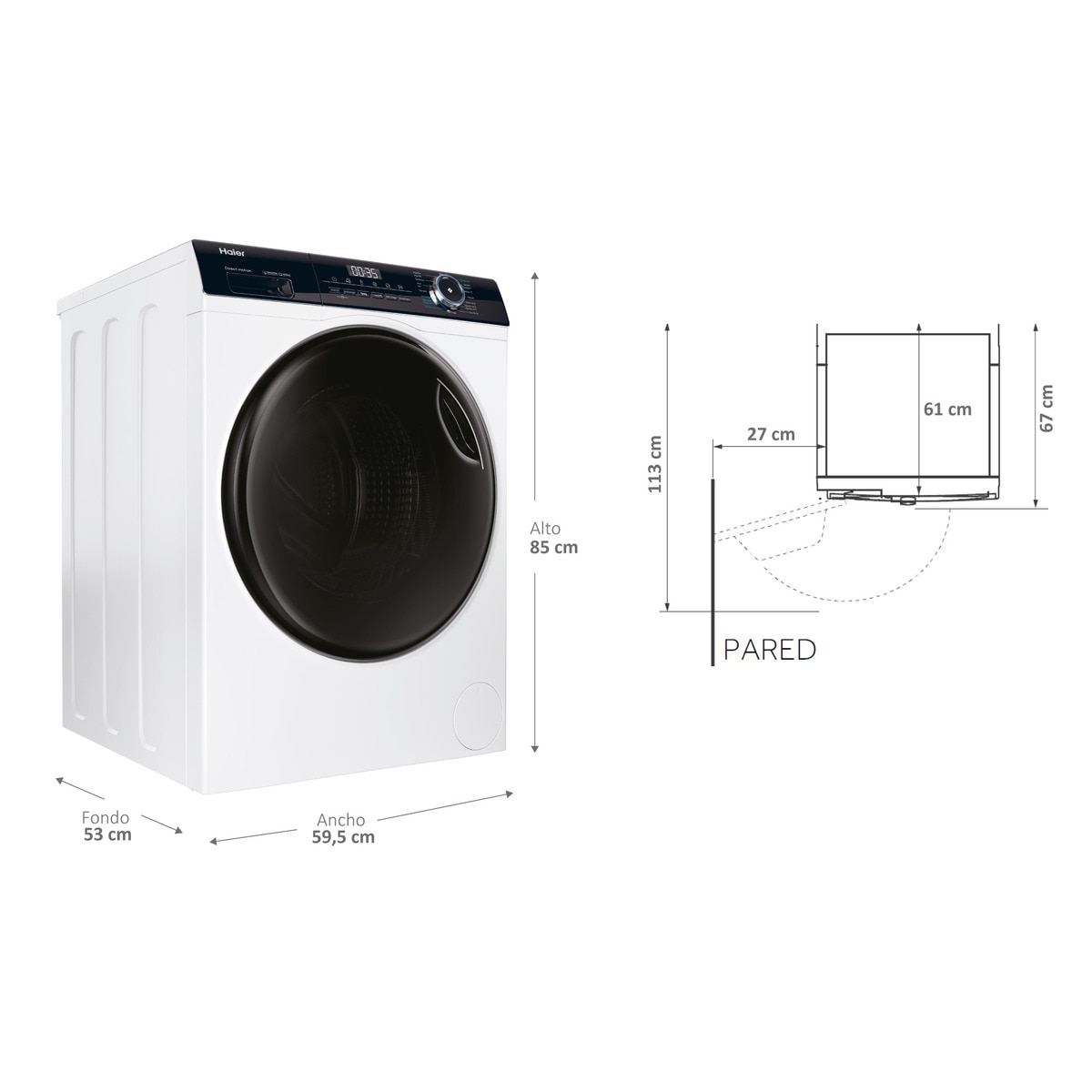 Lavadora secadora Haier 9 kg / 1.400 rpm I-Pro Series 3 - HWD90-B14939-IB Blanco-2
