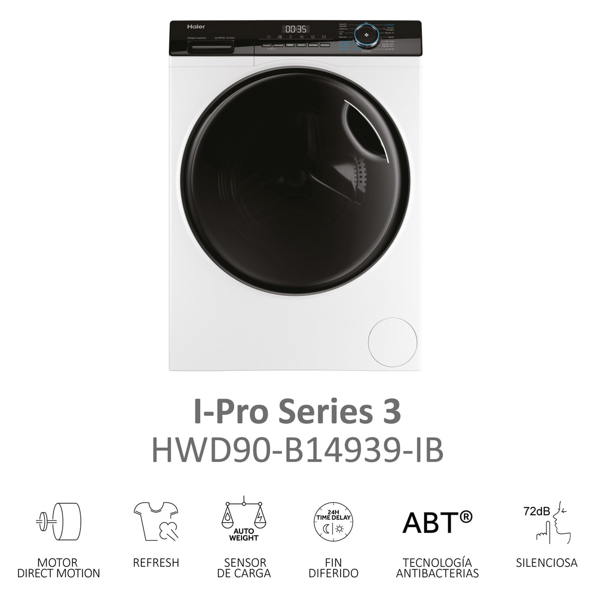 Lavadora secadora Haier 9 kg / 1.400 rpm I-Pro Series 3 - HWD90-B14939-IB Blanco-5