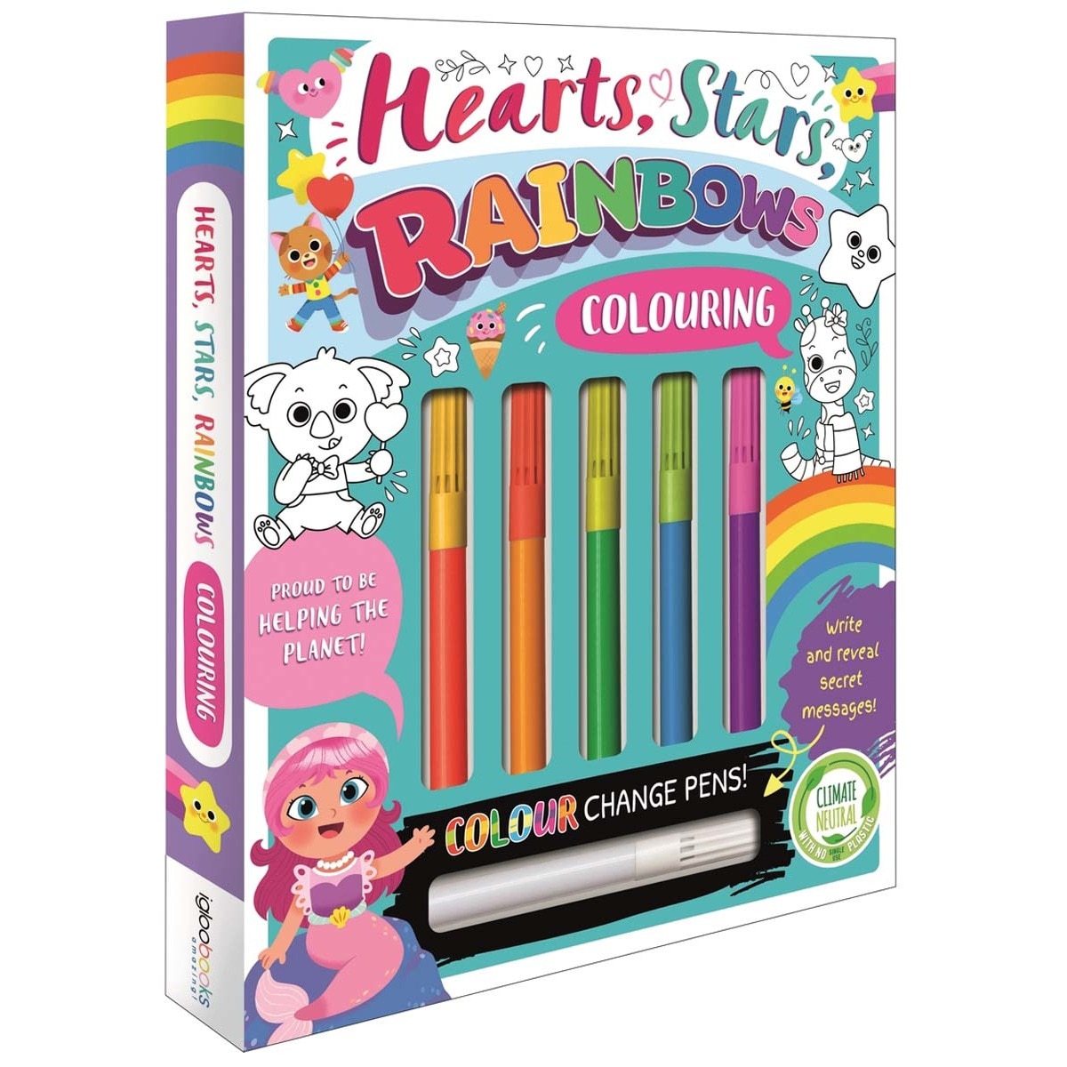 Hearts, stars, rainbows colouring 1