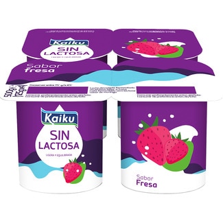 sin lactosa sabor fresa pack 4 unidades 125 g - Kaiku