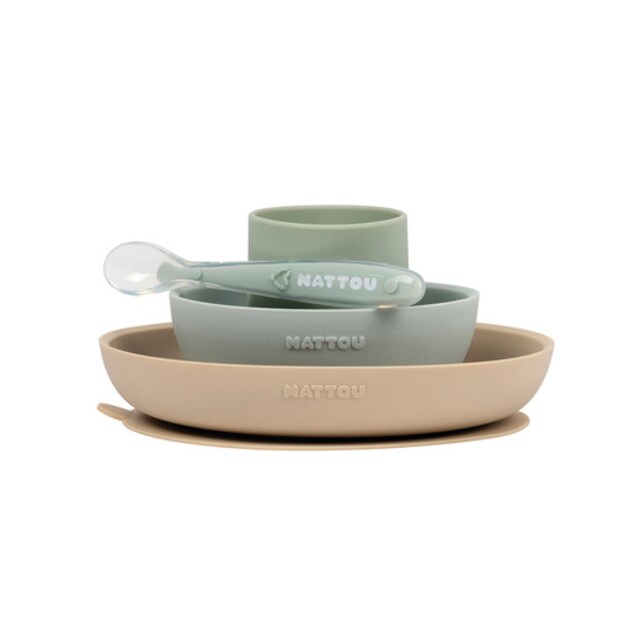 Imagen 0 de Vajilla 4 piezas Nattou silicona con cuchara
