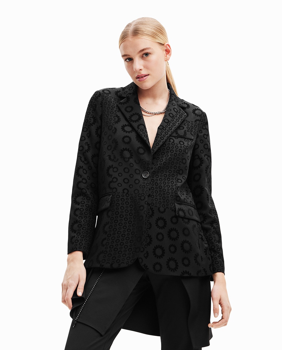 Blazer floqué géométrique