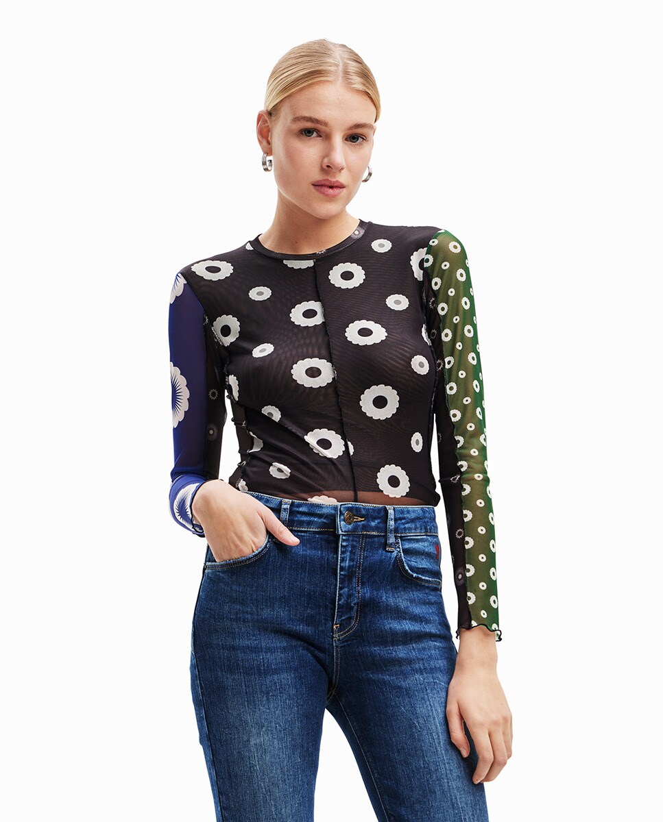 Tshirt tulle patch denim