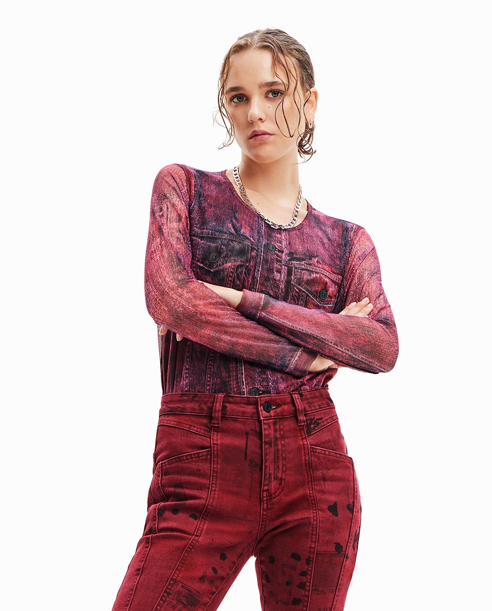 Tshirt tulle effet denim