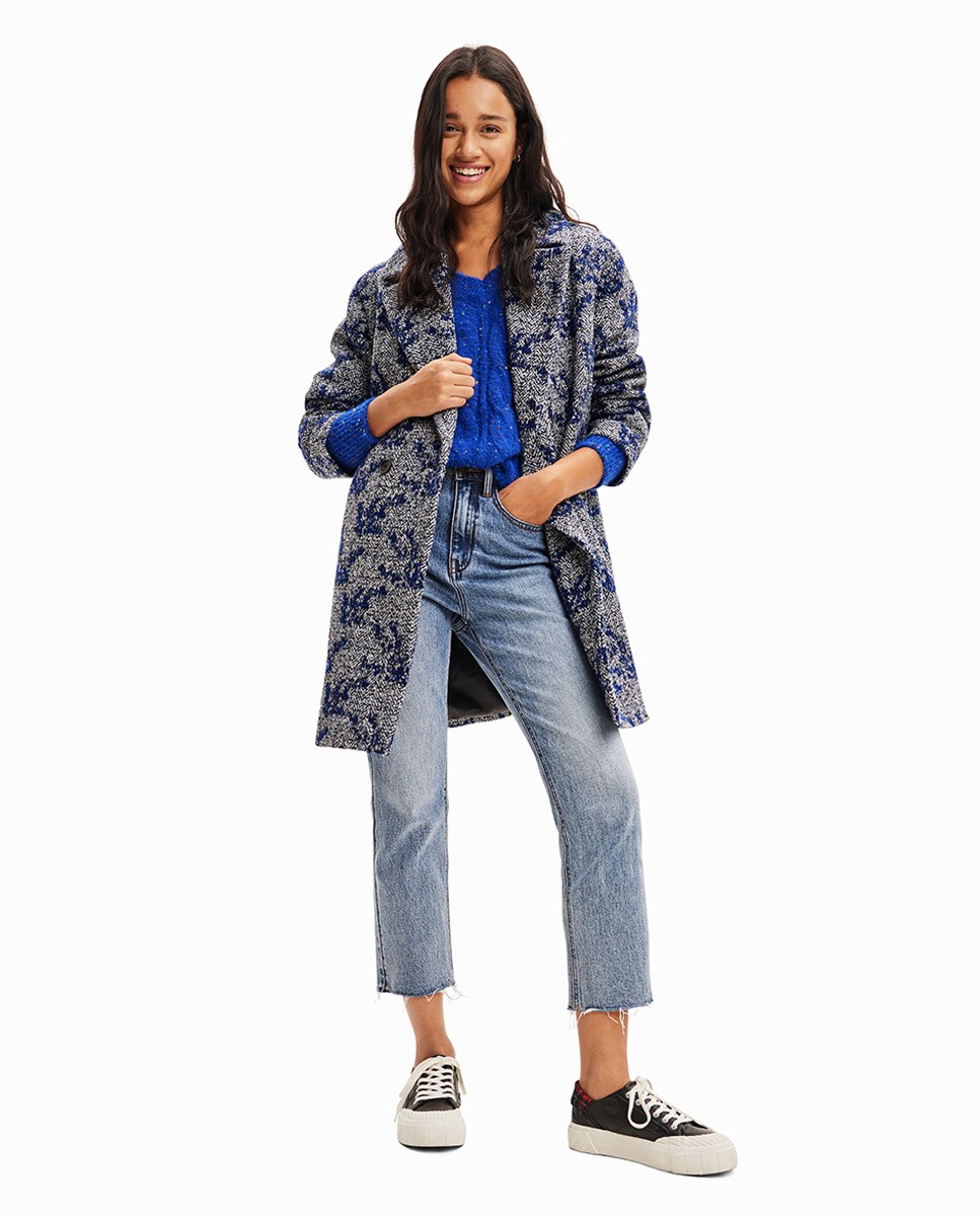 Manteau croisé à chevrons