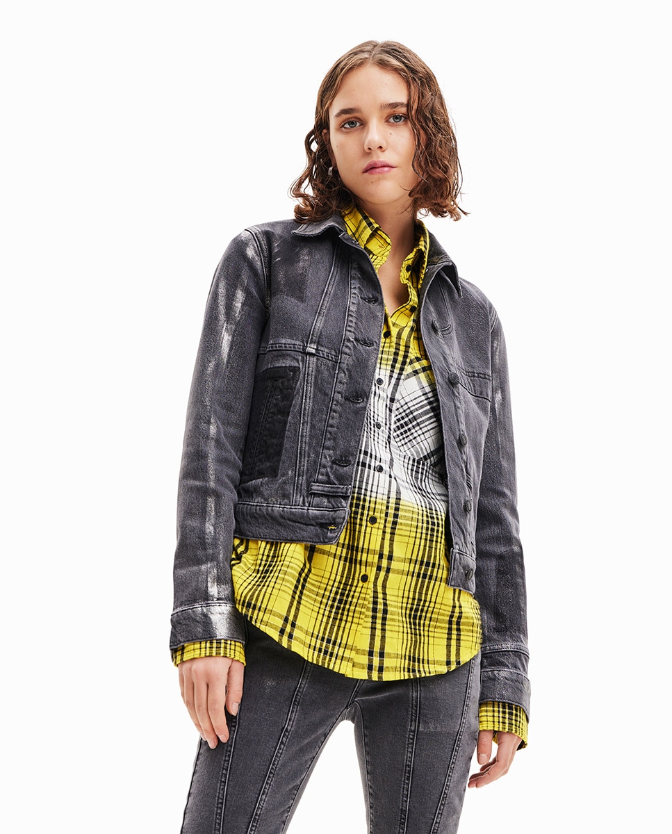 Veste en jean trucker métallisée