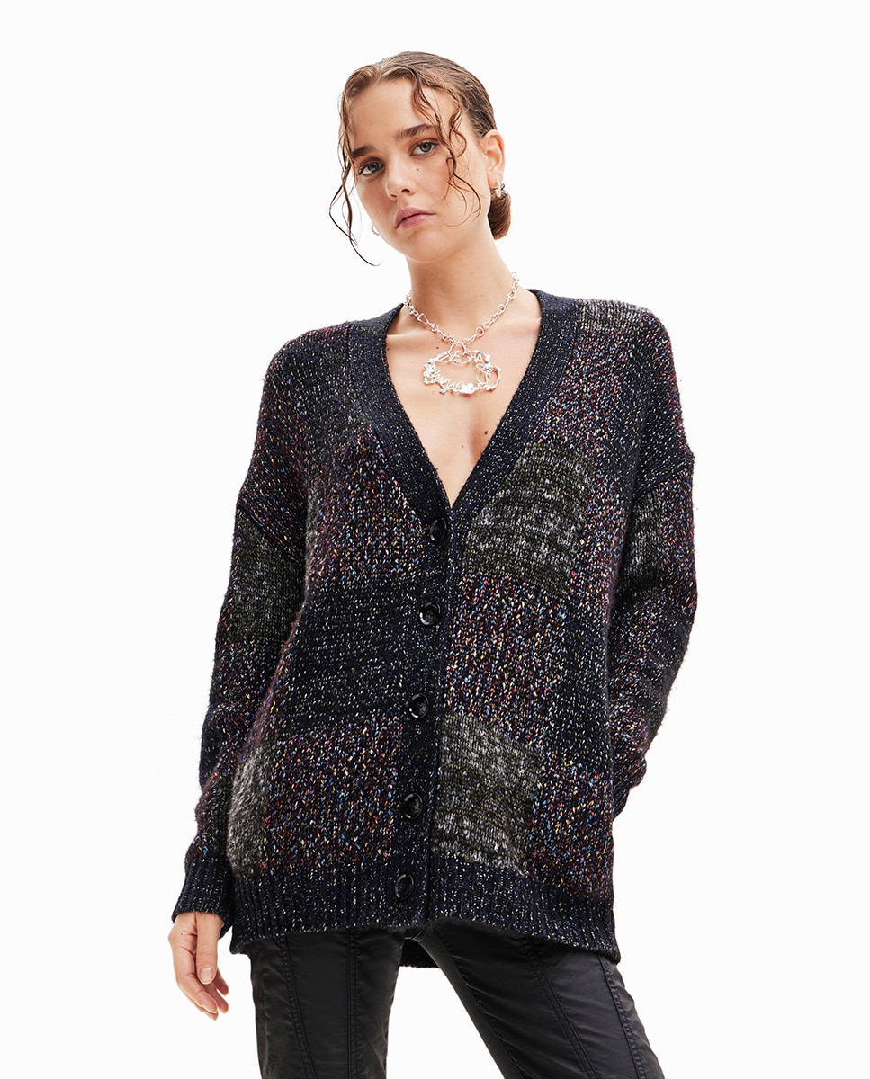 Cardigan oversize à carreaux