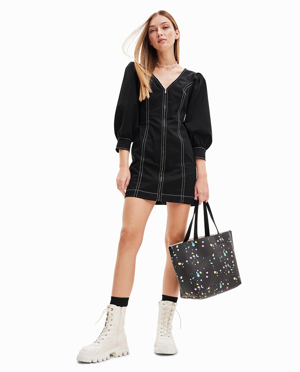 Robe courte slim zippée