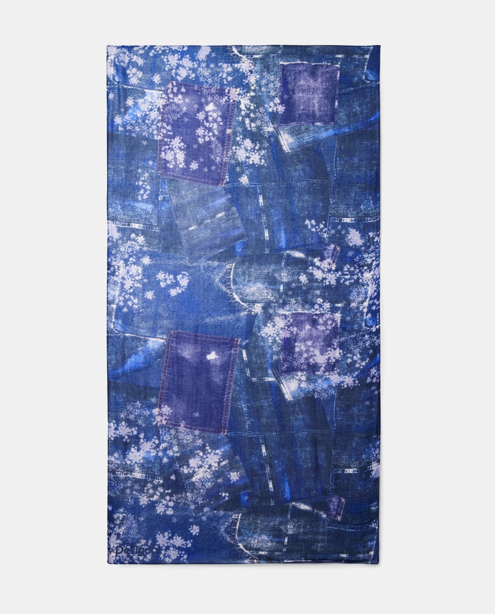 Foulard dans les tons à imprimé patch denim